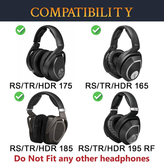 SOULWIT sheepskin replacement ear pads for Sennheiser RS165/TR165/RS175/TR175/RS185/TR185/RS195/TR195 (RS/TR 165 175 185 195 RF), pads for HDR165/HDR175/HDR185/HDR195 (HDR 195RF) headphones.