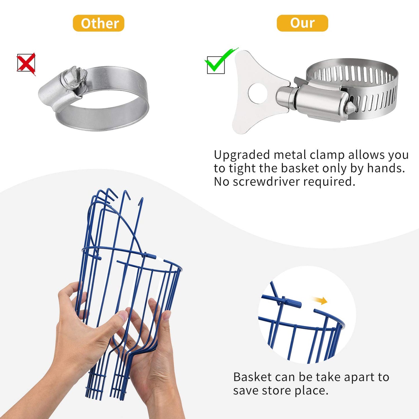 MaidMAX fruit picker with telescopic stainless steel handle 4 meters, apple picker with joint and foam pad, gripper with basket for fruit apple orange, light stable and space-saving.