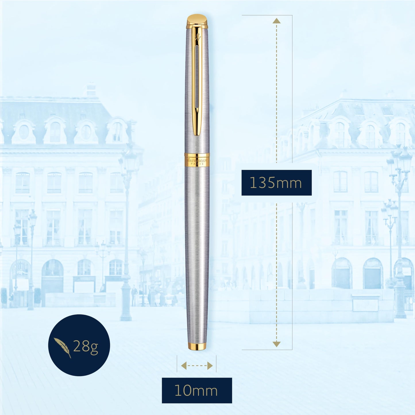 Waterman Hémisphère Rollerball | Stainless Steel with 23K Gold Trim | Fine Point | Black Ink | Gift Box