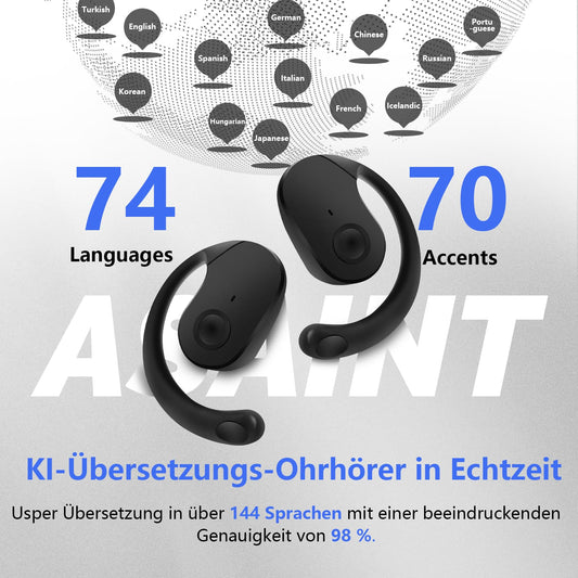 Translator headphones, Ai Translator Earbuds Translation headphones, Hy-T26 Pro Upgrade Translation Earbuds Wireless Translation Earbuds Real-time Translation Voice Translator Earbuds (Black)