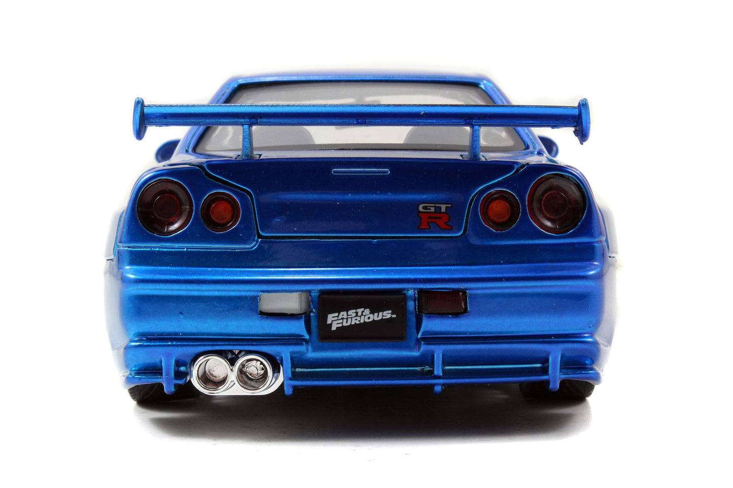 Jada Toys Fast & Furious Brian's 2002 Nissan Skyline GTR-R R34, car, die-cast toy car, opening doors, trunk & hood, 1:24 scale, blue.