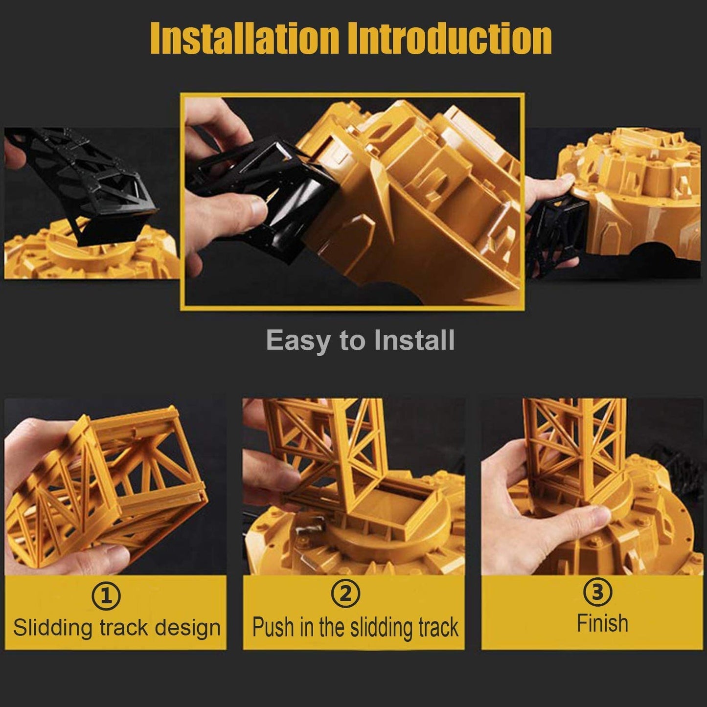 Mini Tudou 128 cm high 2.4 GHz remote-controlled tower crane, 6 channels radio control construction RC crane toy. 680 degree rotation, lift model with tower light and sounds for kids boys.