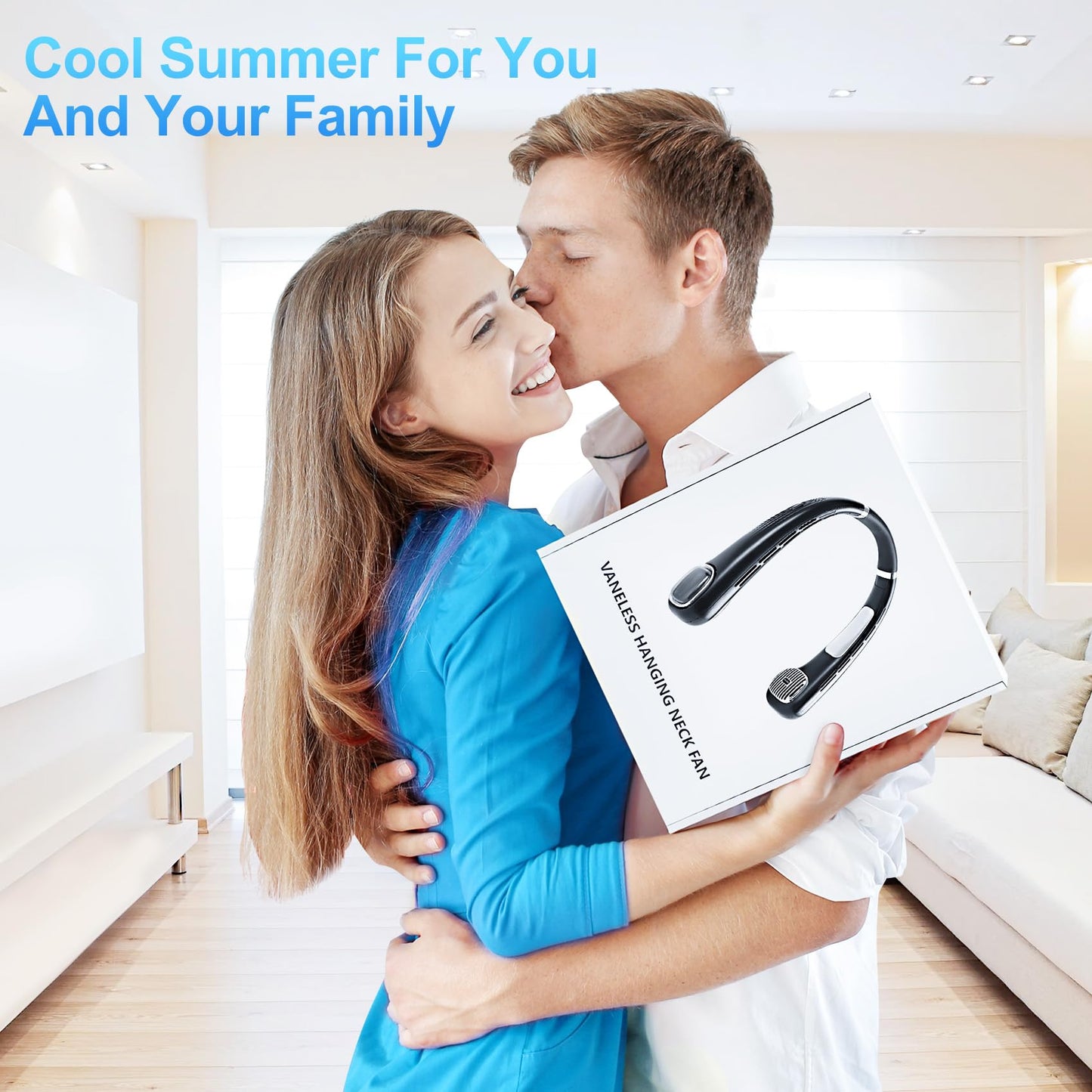 USB Fan Neck Battery Quiet Strong with LCD, Neck Fan Portable Small 5 Levels 360° Adjustable, Neck Fans Rechargeable Mini Neck Fan for On the Go Travel Camping Office Black