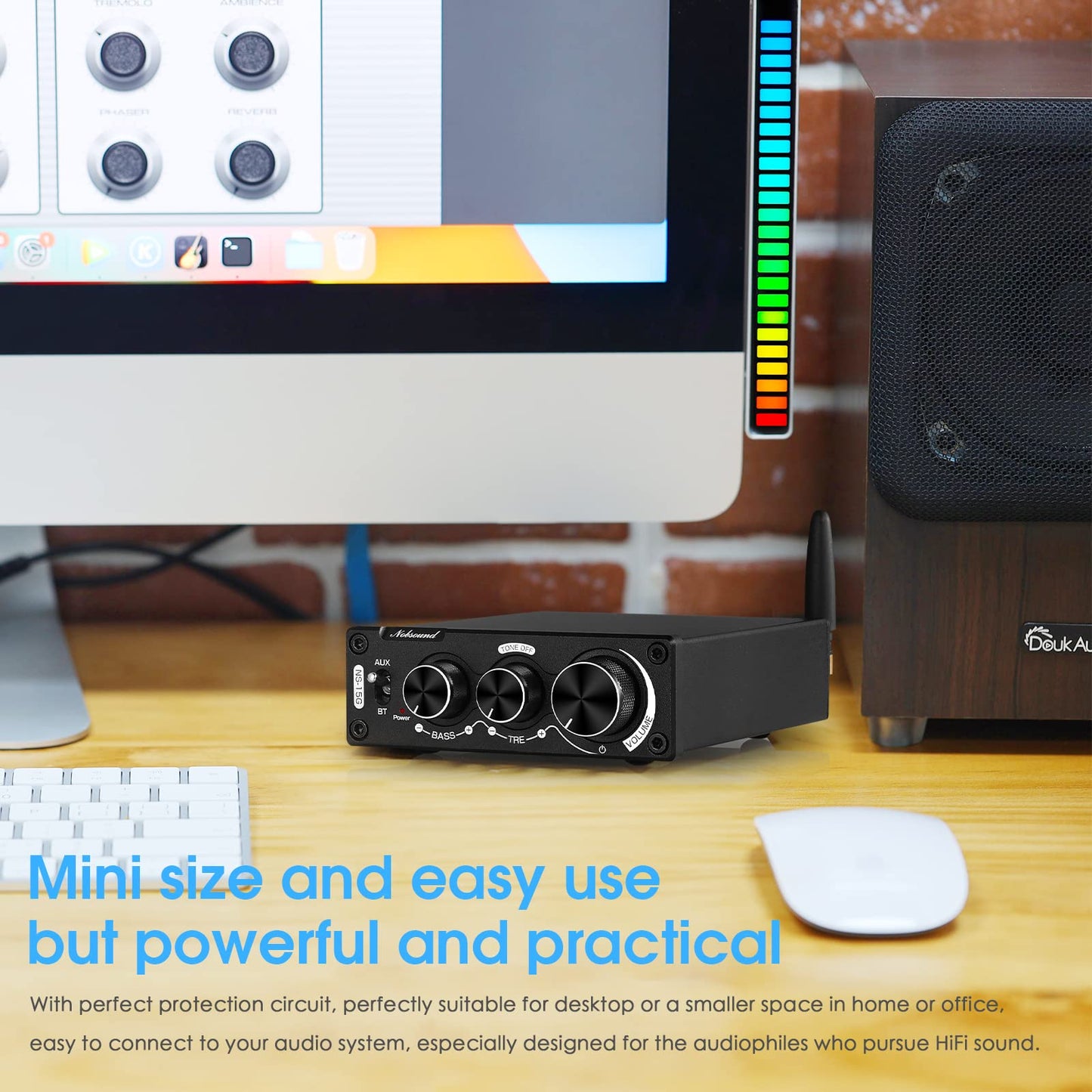 Nobsound 200W Mini Bluetooth Digital Amplifier HiFi Stereo Amp with Bass and Treble Control for Home Speakers