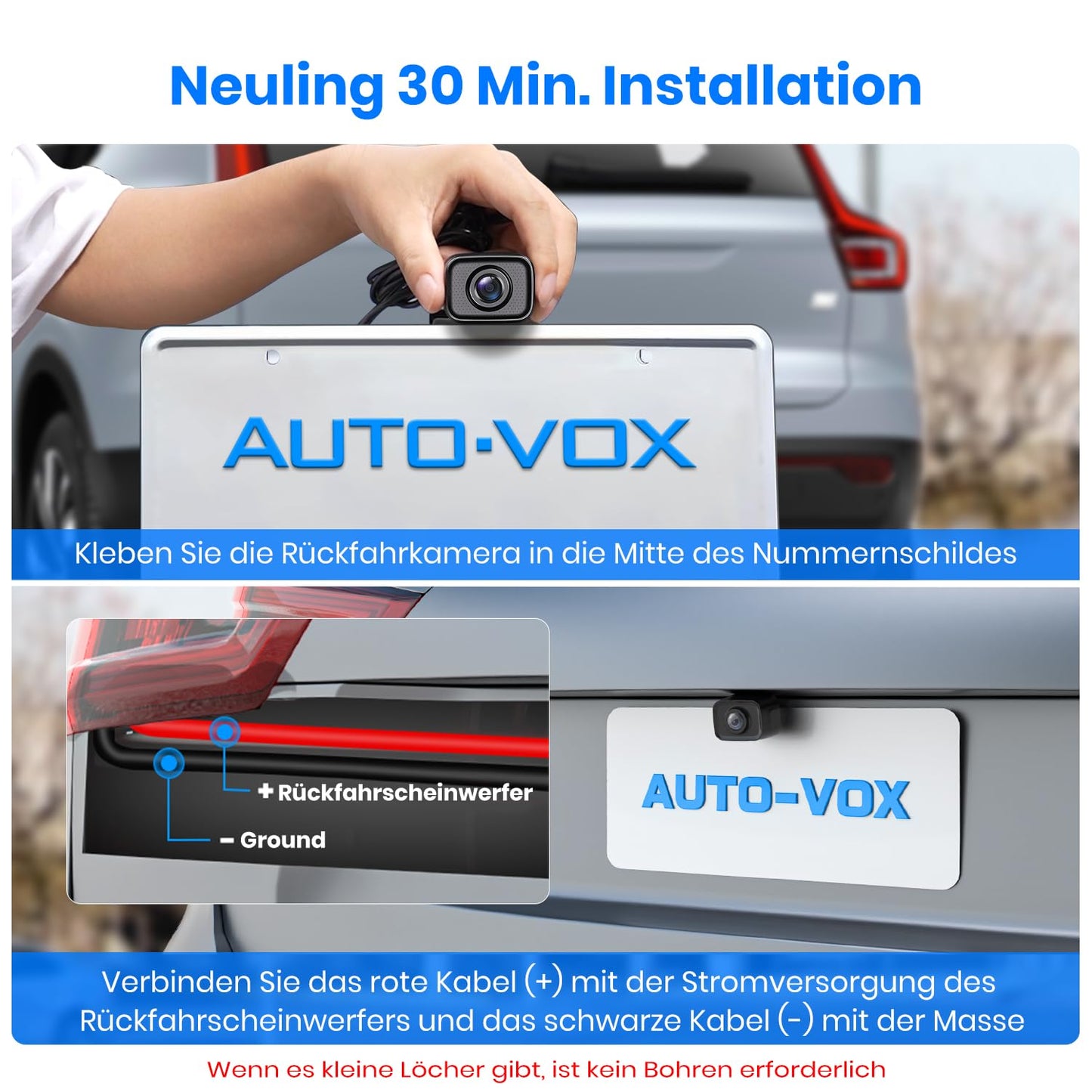 AUTO-VOX W7 5" LCD Wireless Digital Rearview Camera Set, with built-in wireless transmitter, Wireless Parking Assistance, Waterproof IP68 Night Vision