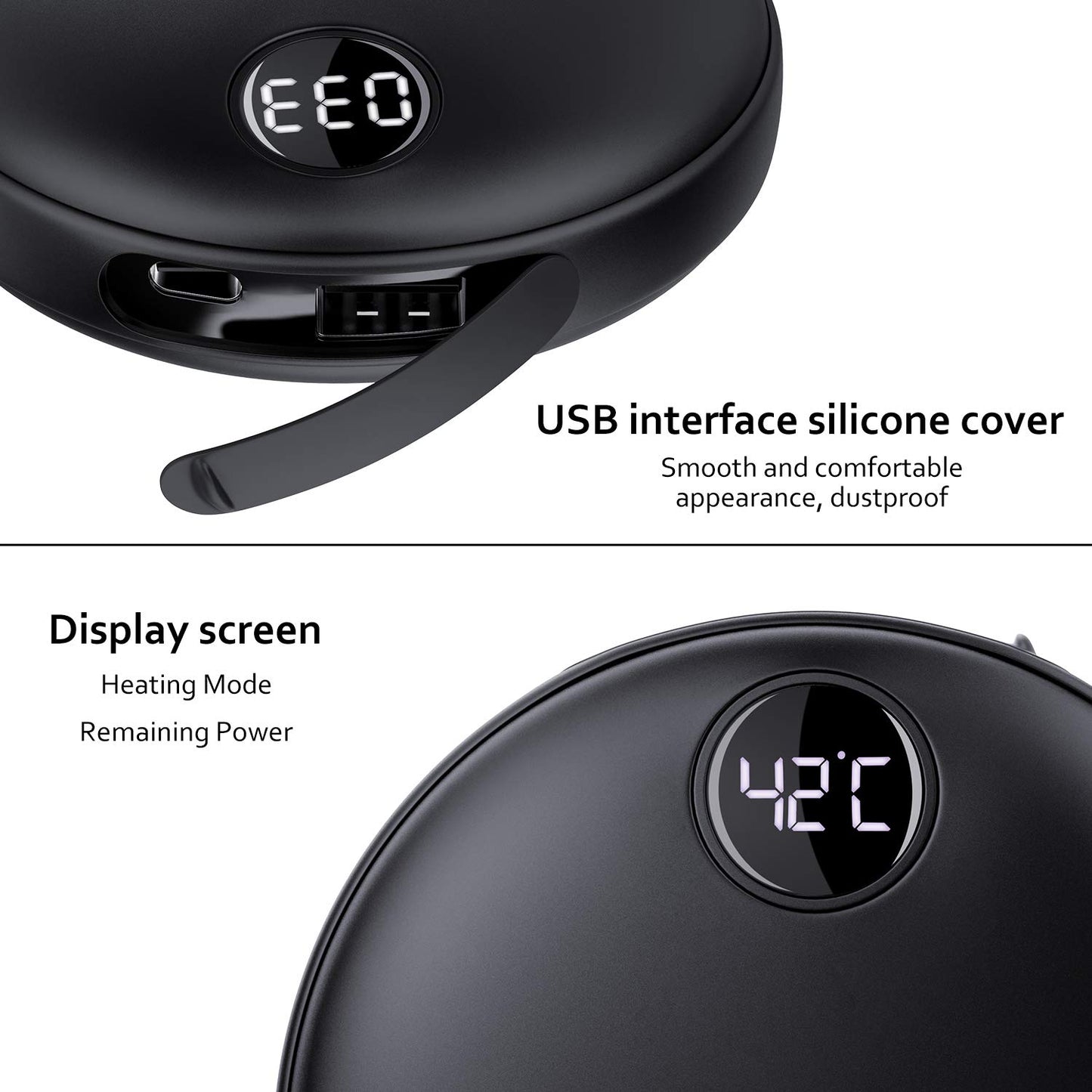 EXTSUD 2 in 1 Portable Pocket Hand Warmer Charger, USB rechargeable hand warmer, 2.1A fast charging power bank winter gift for men and women.