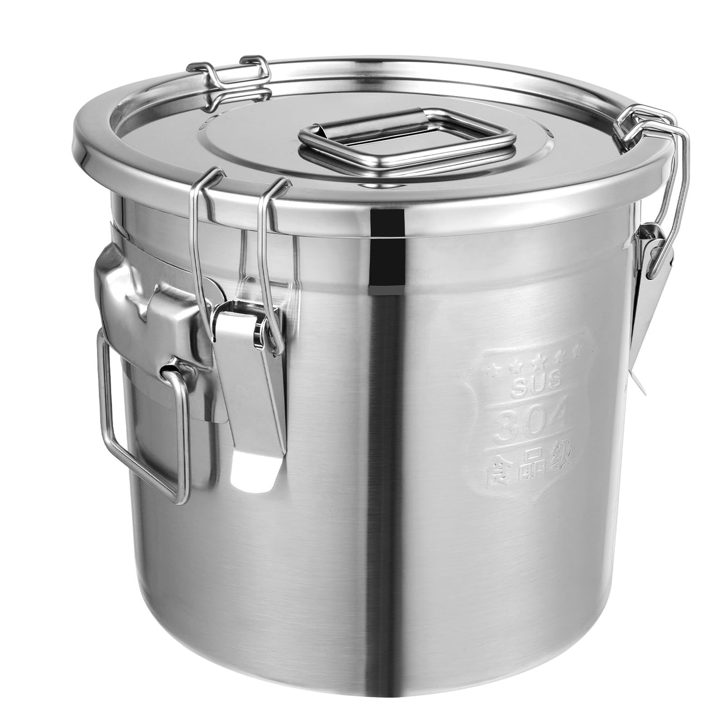 6L/12L Stainless Steel Grain Container Flour Container Airtight Canister Kitchen Cereal Food Storage Container Grain Bin Kitchen Stainless Steel Bucket Kitchen Pail with Lid (12L)