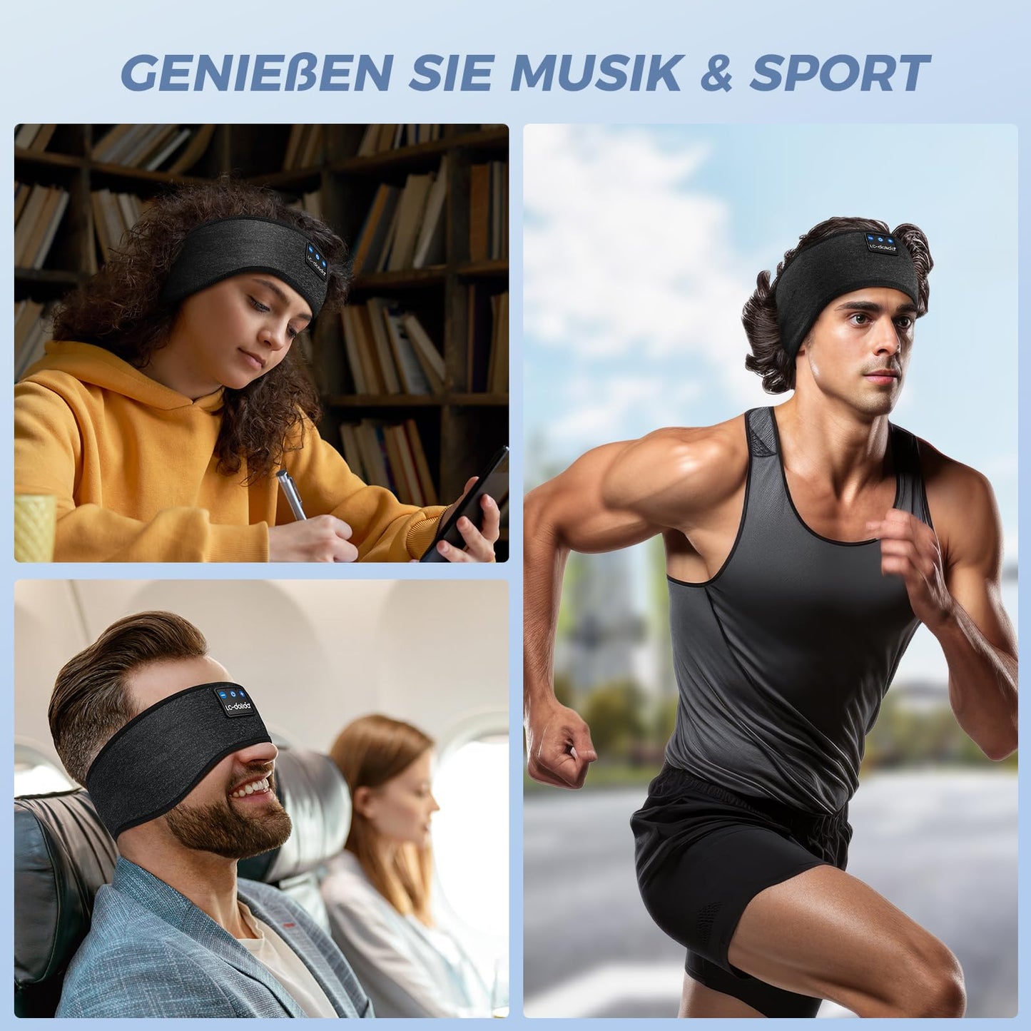 Bluetooth 5.4 Sleep Headphones, Sleep Headband Bluetooth Headphones for Sleeping, Comfortable Sports Headband for Side Sleepers, sports training, jogging, yoga, traveling
