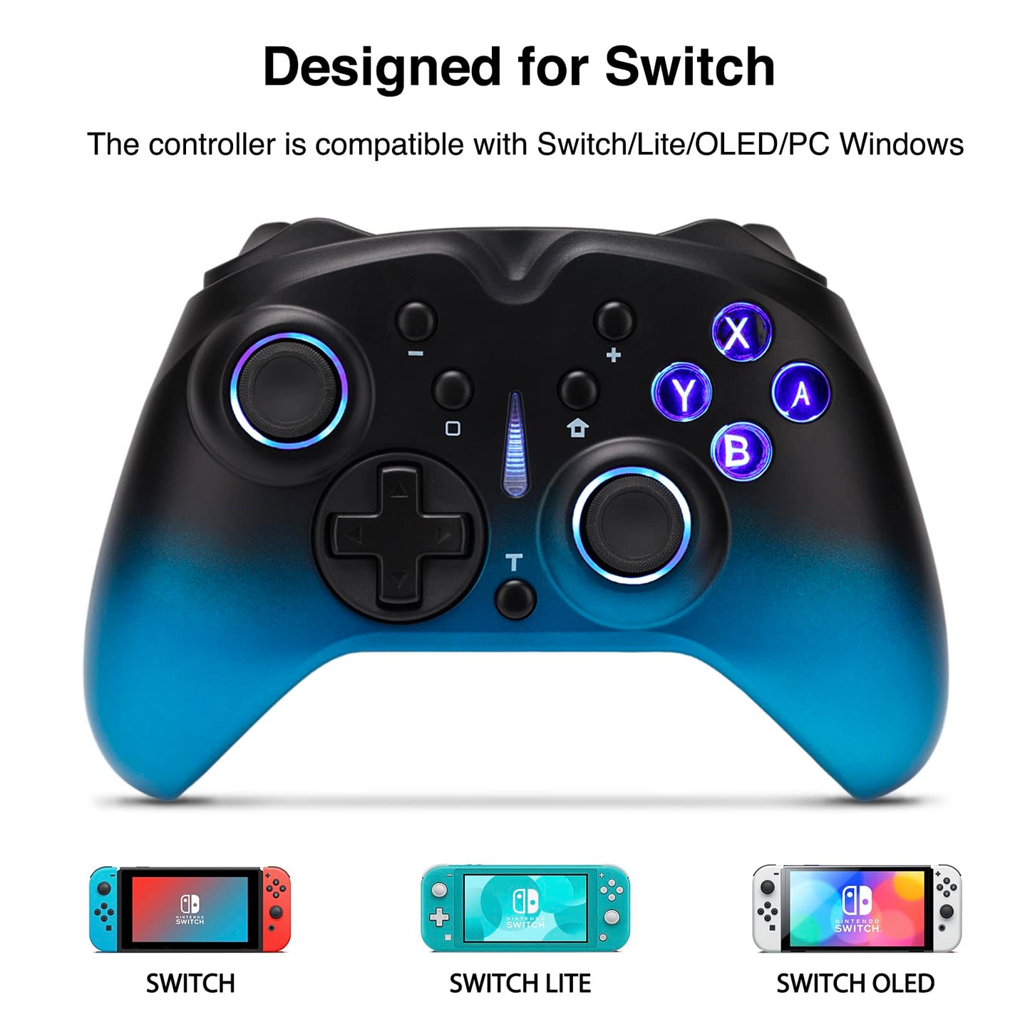 VooFun Switch Controller, Wireless Switch Pro Controller compatible with Switch/OLED/Lite/PC Windows, Bluetooth Gamepad with motion control, dual vibration, turbo, wake-up function.