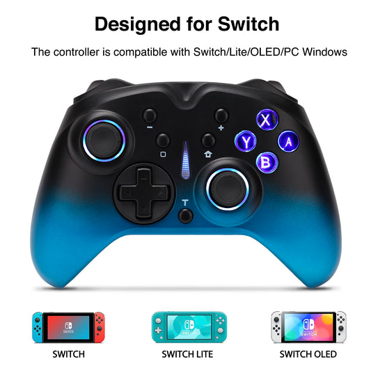 VooFun Switch Controller, Wireless Switch Pro Controller compatible with Switch/OLED/Lite/PC Windows, Bluetooth Gamepad with motion control, dual vibration, turbo, wake-up function.