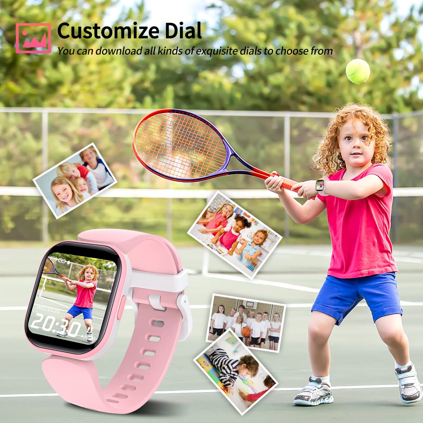 Dwfit Smartwatch Kids, Fitness Tracker with Heart Rate Monitor Stopwatch Fitness Watch Kids Watch Kids Gifts Birthday for Boys Girls for Android iOS Smartphone