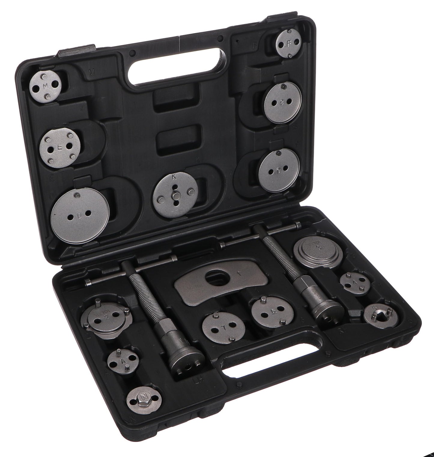 SIXTOL Mechanical Brake Set Black 18 | Brake Piston Reset Tool Set | 18 pieces | Rotate and compress | Disc Brake Tool | Adapters for various vehicle models | Tool case