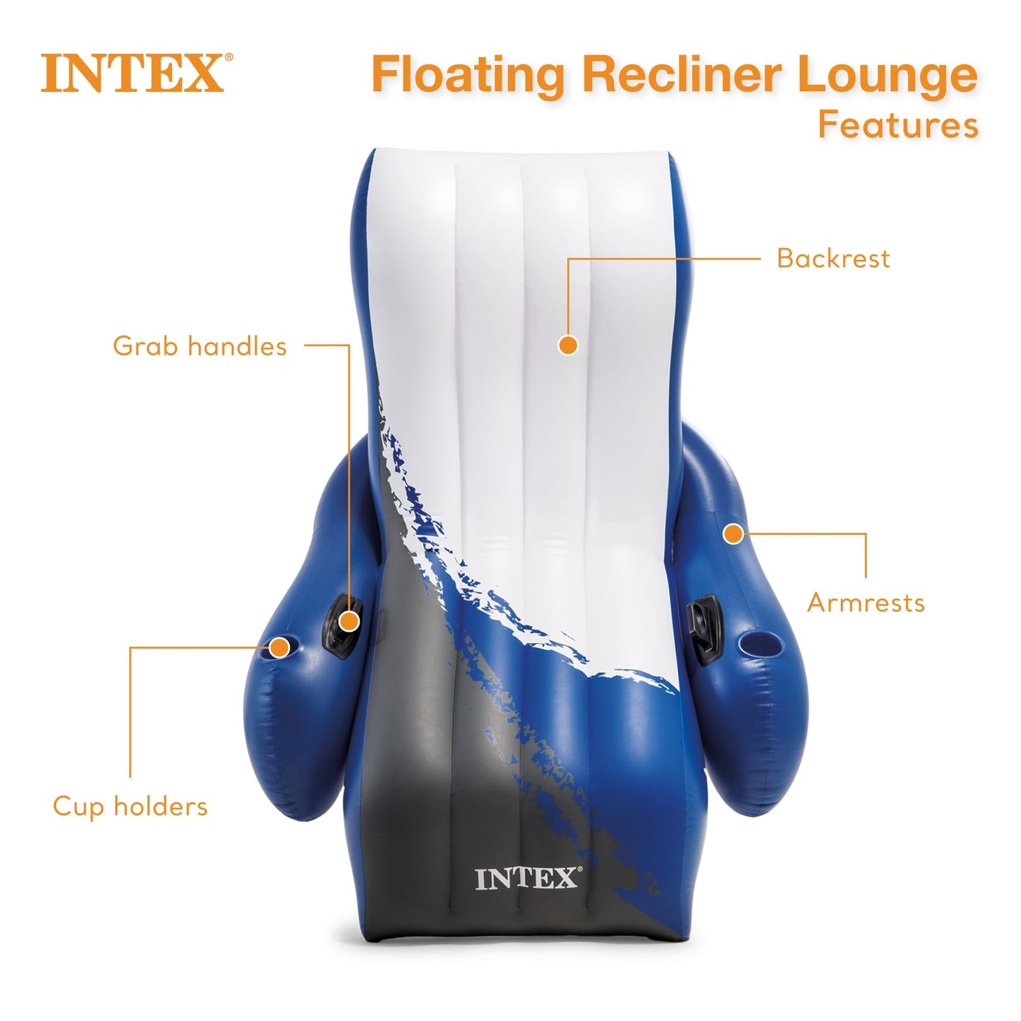 Intex Floating Recliner Lounge - Inflatable pool lounge, multicolor, 180 x 135 cm