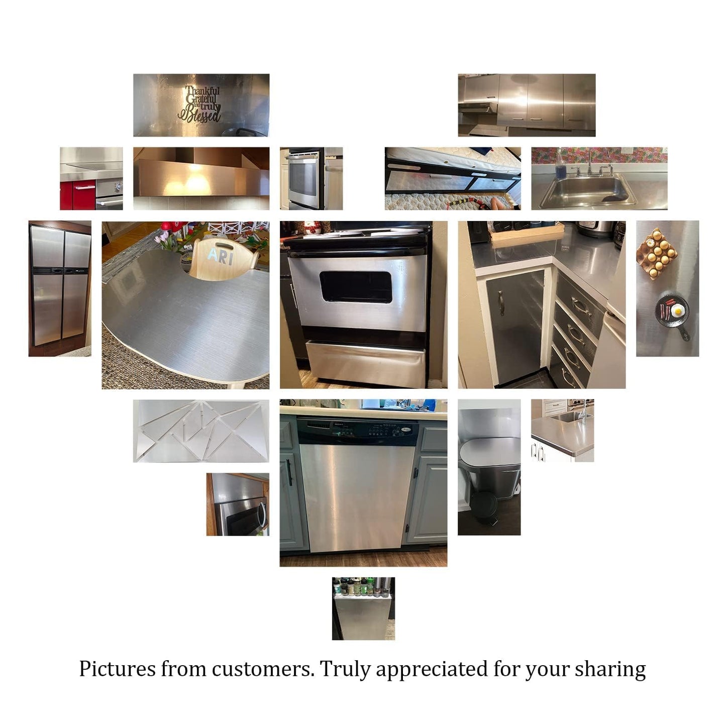Livelynine 40CMX10M adhesive film silver stainless steel self-adhesive metallic film self-adhesive furniture film refrigerator film dishwasher cabinets splash guard kitchen self-adhesive decorative film