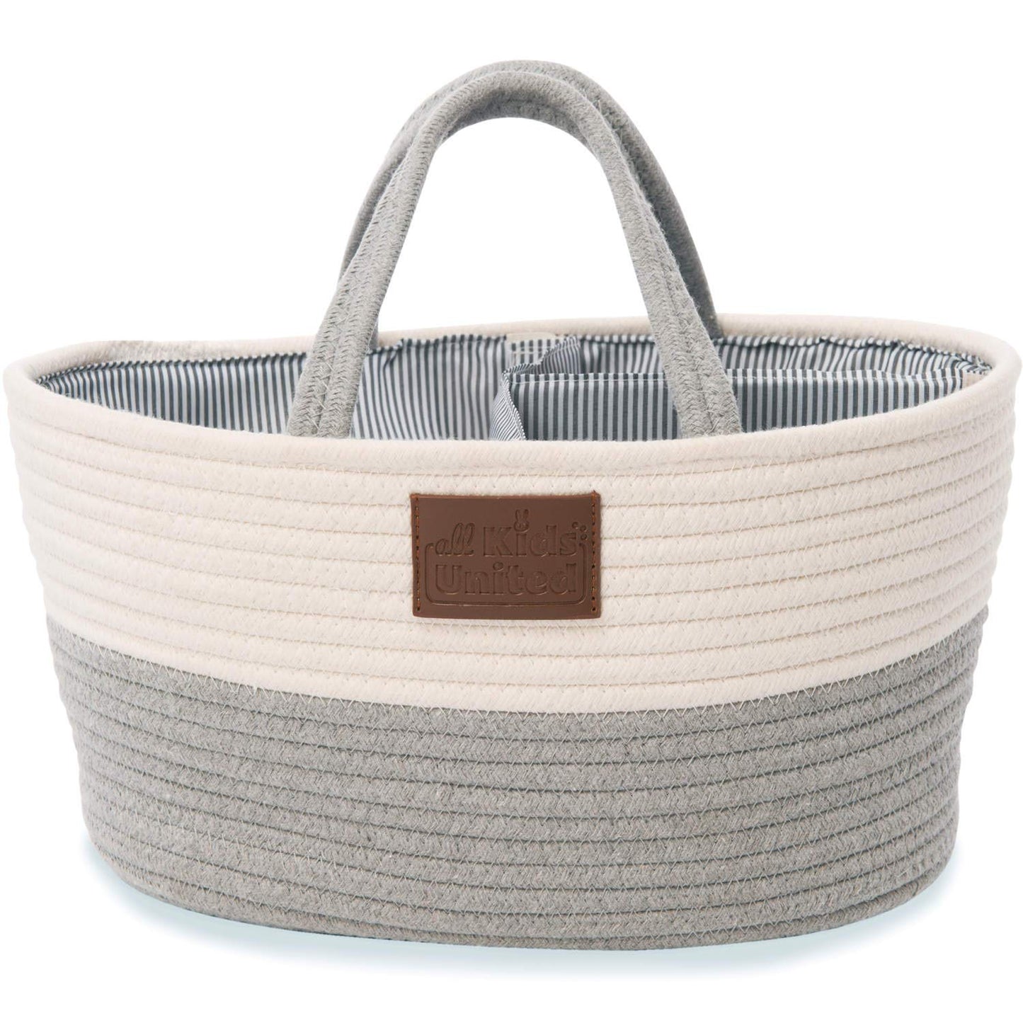 All Kids United Baby Changing Organizer; Diaper Caddy Baby Basket Changing Bag for diapers & changing essentials, portable shopping bag shopper diaper storage basket made from 100% cotton linen.