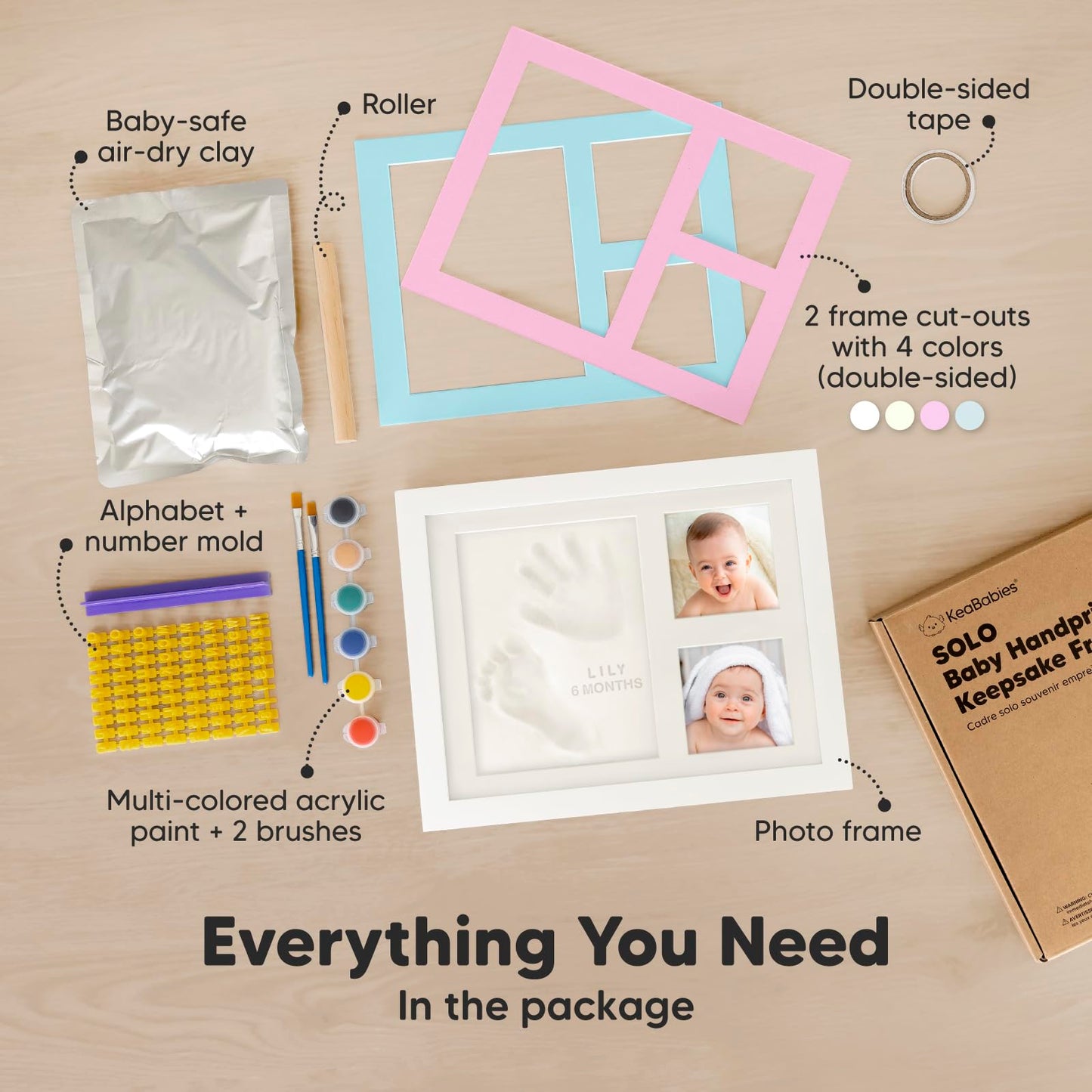 Baby handprint and footprint kit - plaster cast baby hand and foot for newborns - handprint baby picture frame - footprint baby plaster cast kit - baby shower baby imprint set (Alpine White)