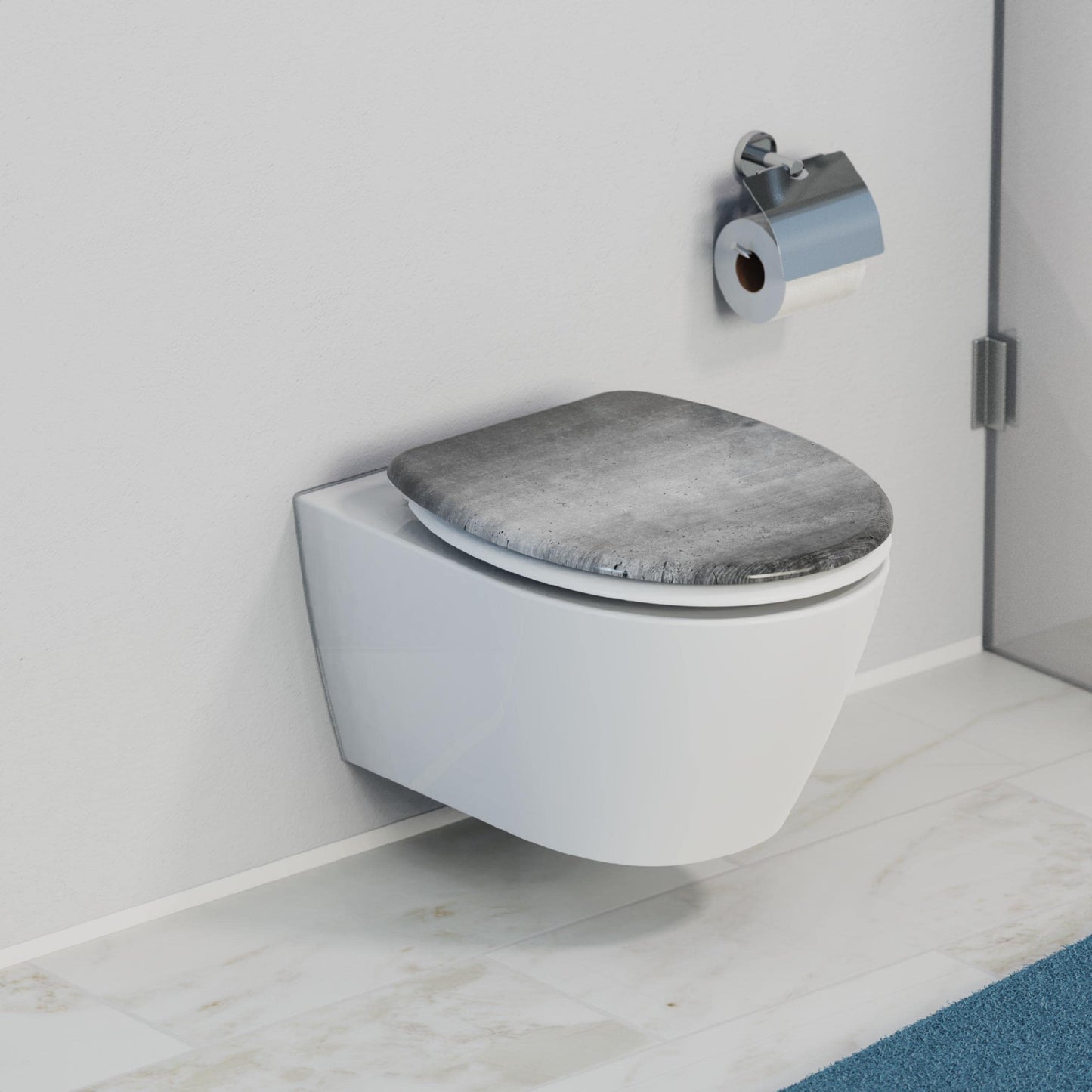 INDUSTRIAL toilet seat with soft close mechanism made of duroplast material, high-quality toilet lid with a weight capacity of 175kg, seat with design, toilet cover for toilet, toilet seat with pattern.