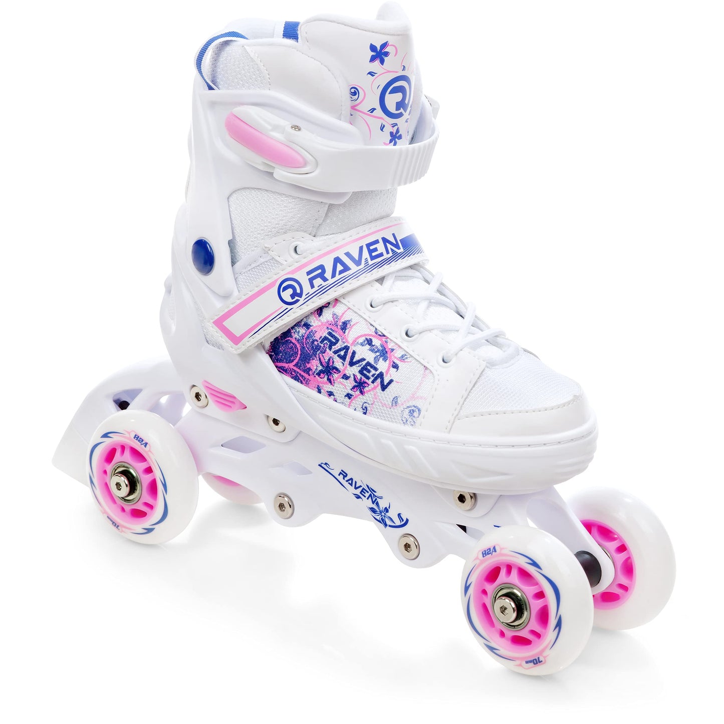 RAVEN 3in1 Inline Skates Triskates Roller Skates for Kids Girls adjustable (Meia, 28-32 (18.5cm-21cm))