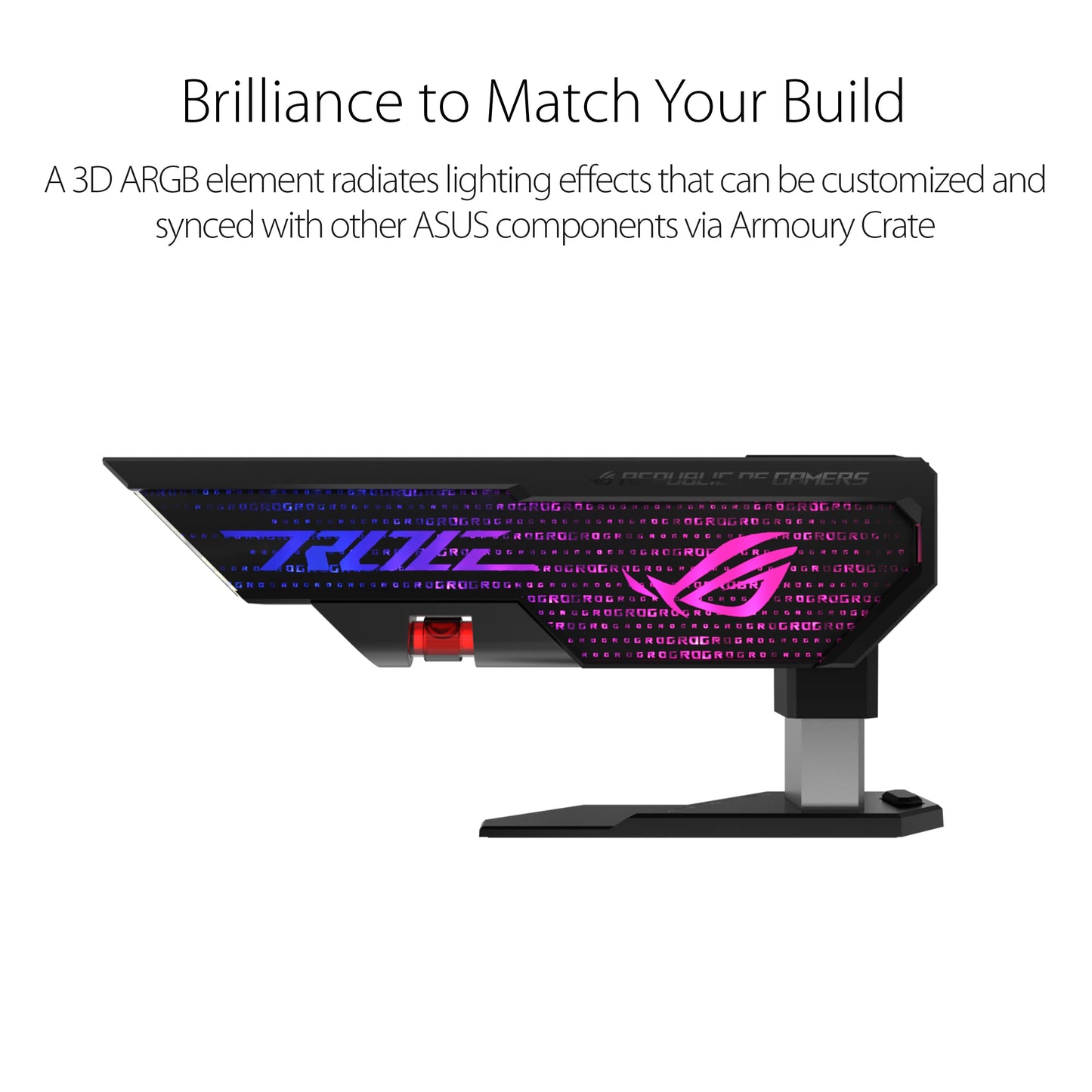ASUS ROG Herculx graphics card holder (support height 72-128 mm, tool-less installation, built-in level, Aura Sync, Black)