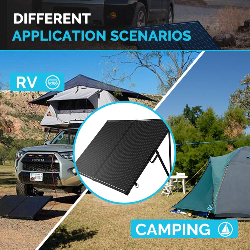 Renogy 200-Watt solar panel, 12 volts, portable with waterproof 20A charge controller, foldable 100W solar suitcase with adjustable stand, solar charger for power stations, RVs, camping, and...