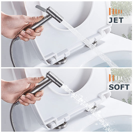 Handheld shower bidet for bidet faucets WC with G1/2" valve and a G3/8" toilet adapter Stainless steel shower head Diaper shower Pet bath