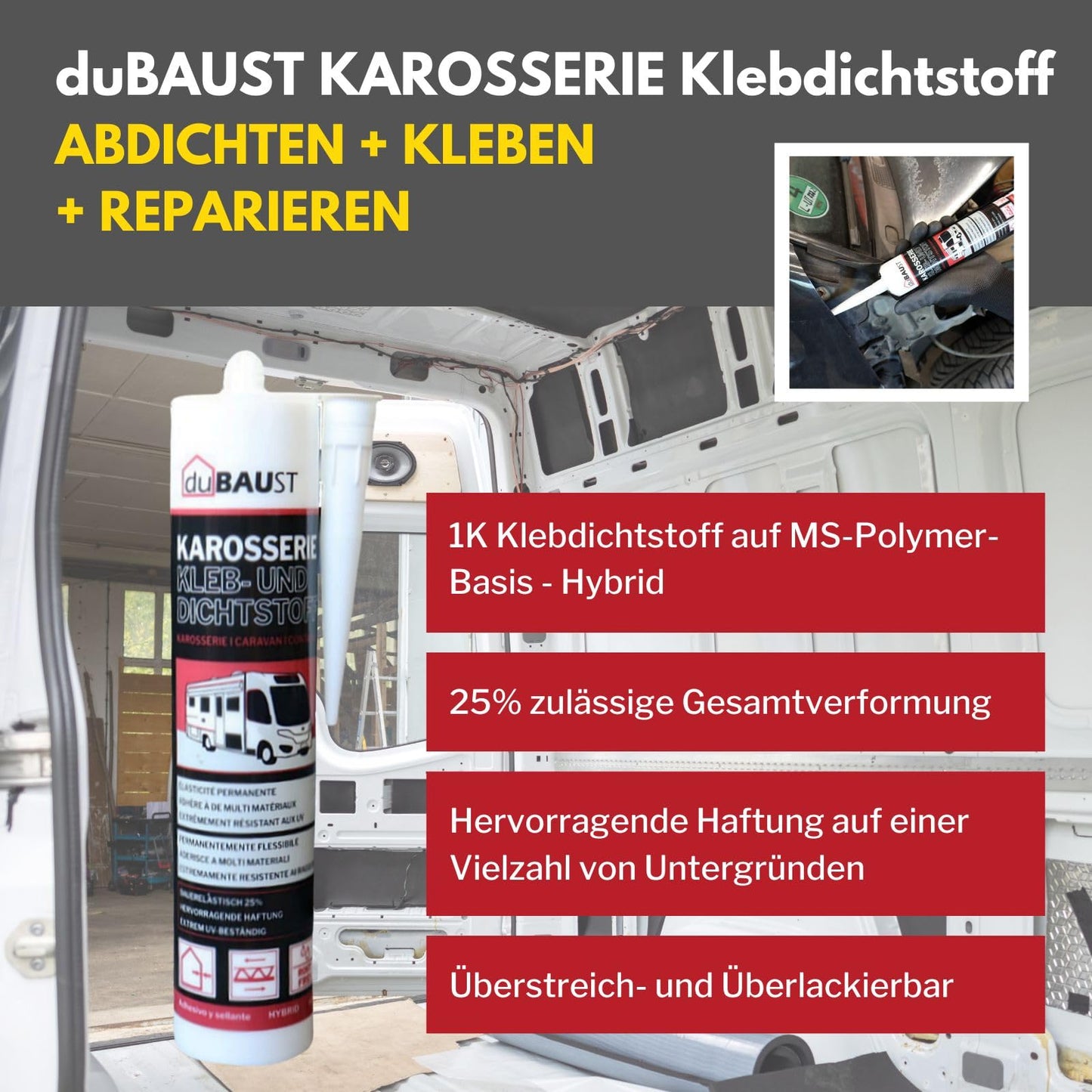3x build body adhesive assembly adhesive sealant for car motorhome interior + exterior UV resistant adhesion on all surfaces body adhesive caravan sealant 290ml cartridge black