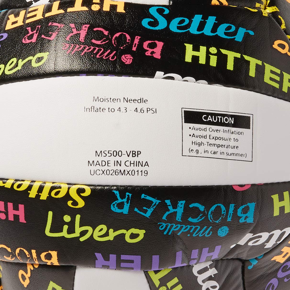 Molten Volleyball Positions Recreational Volleyball, Black/Neon colors, official product, MS500-VBP