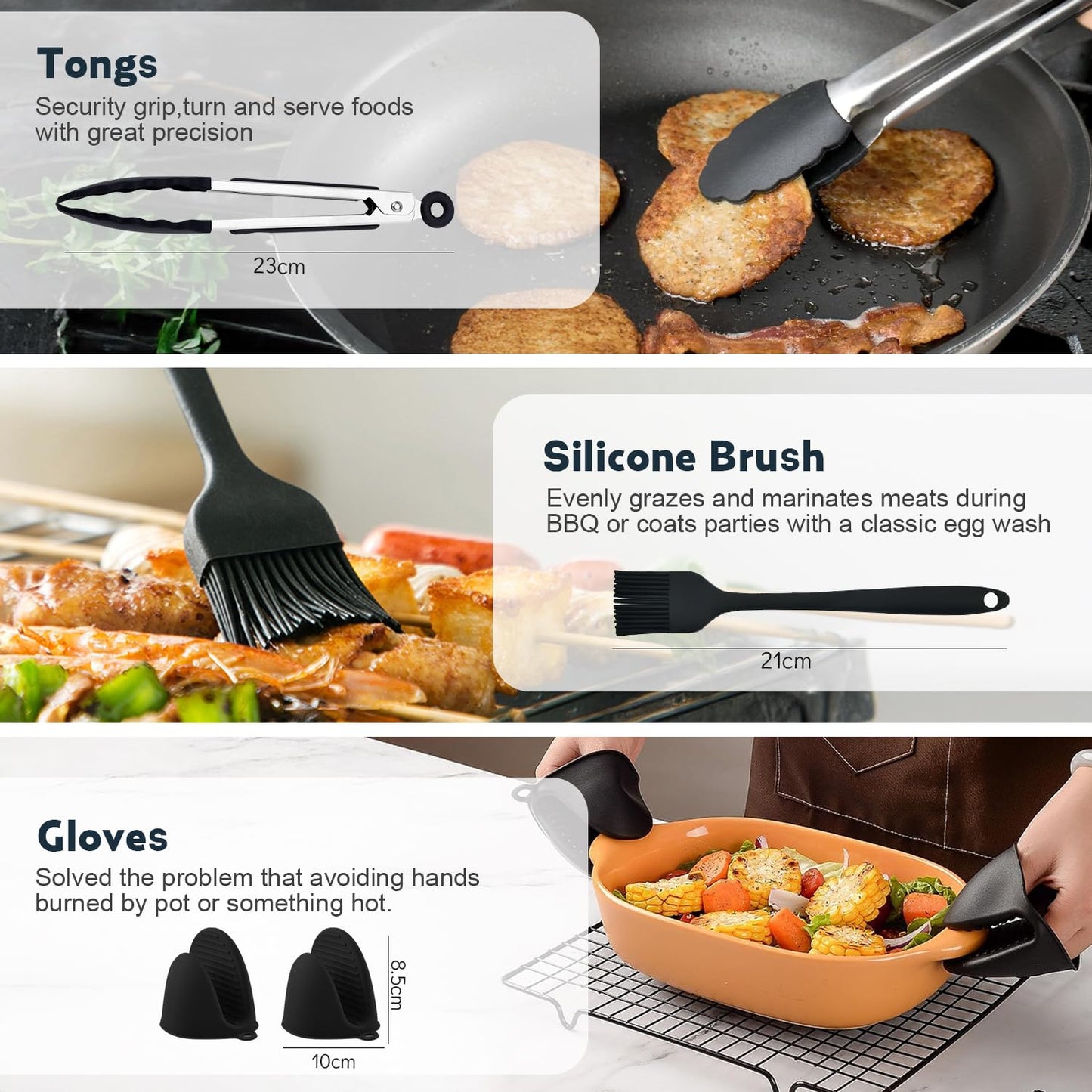 Hot Air Fryer Accessories 19-23cm, Square Airfryer Accessories for Ninja, Philips, COSORI, Russell Hobbs, Tefal, Cecotec 4.5L-8L, With Grill Rack Silicone Mold Airfryer Parchment Paper