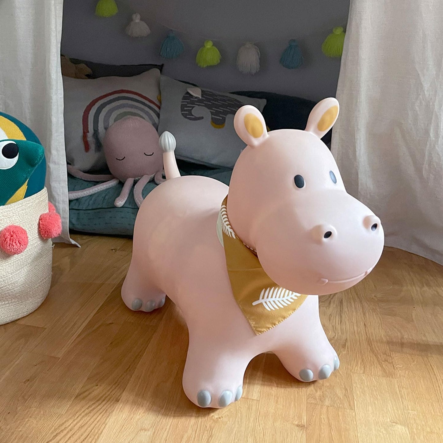 Childhood Hopper for kids, subtle and modern colors, loving details and high-quality, includes air pump, Hippo