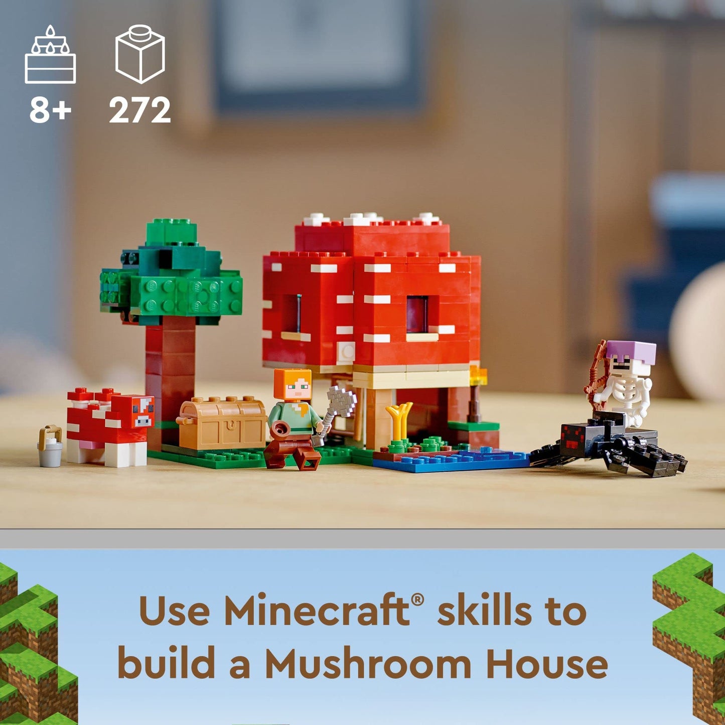 LEGO Minecraft The Turtle Beach House, Toy House with Accessories & Minecraft The Mushroom House, Toy for Ages 8 and Up