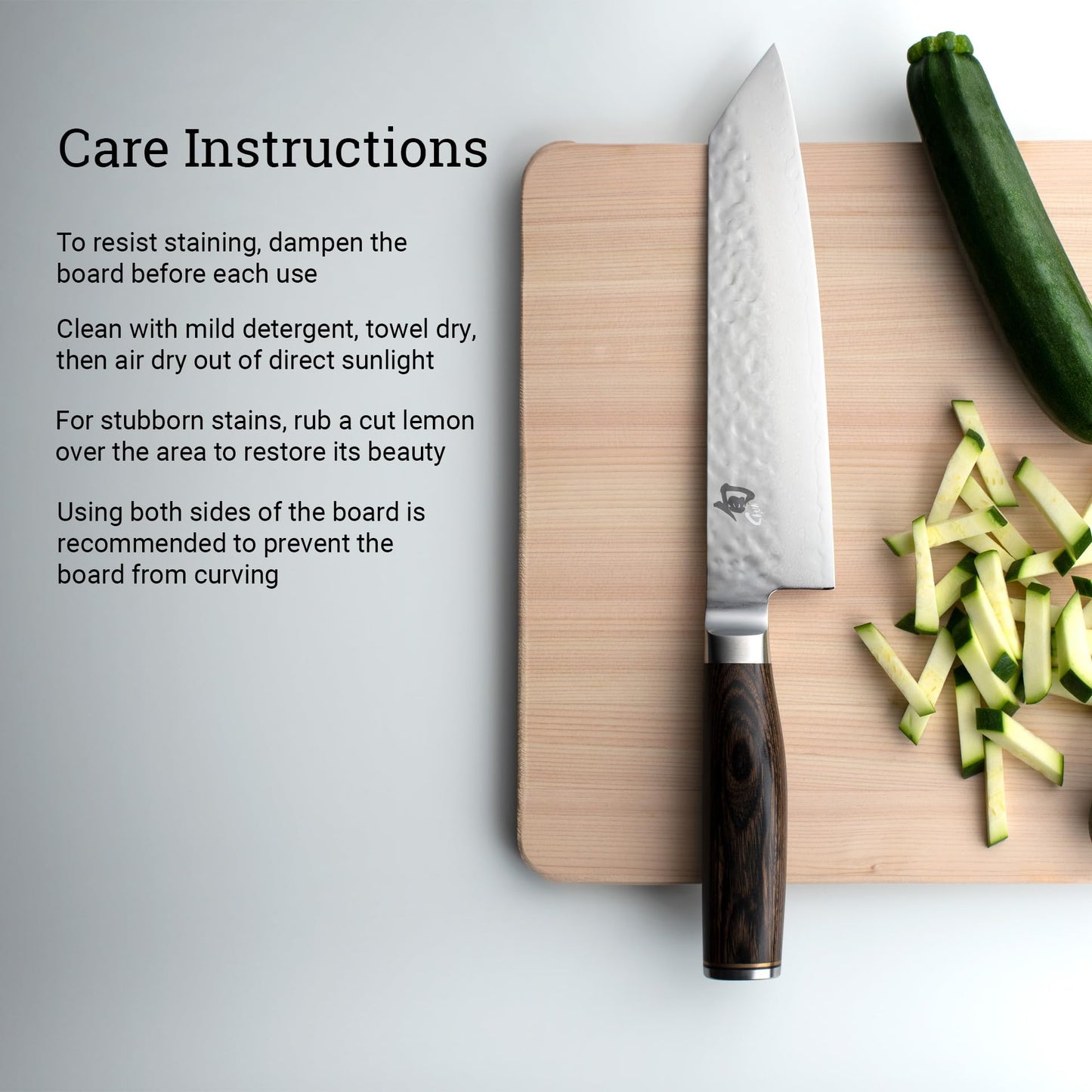 KAI Shun Hinoki Cutting Board, Size S - Japanese Cypress - Dimension 27.5 x 21.5 x 1 cm Cutting surface Wooden board for cutting.