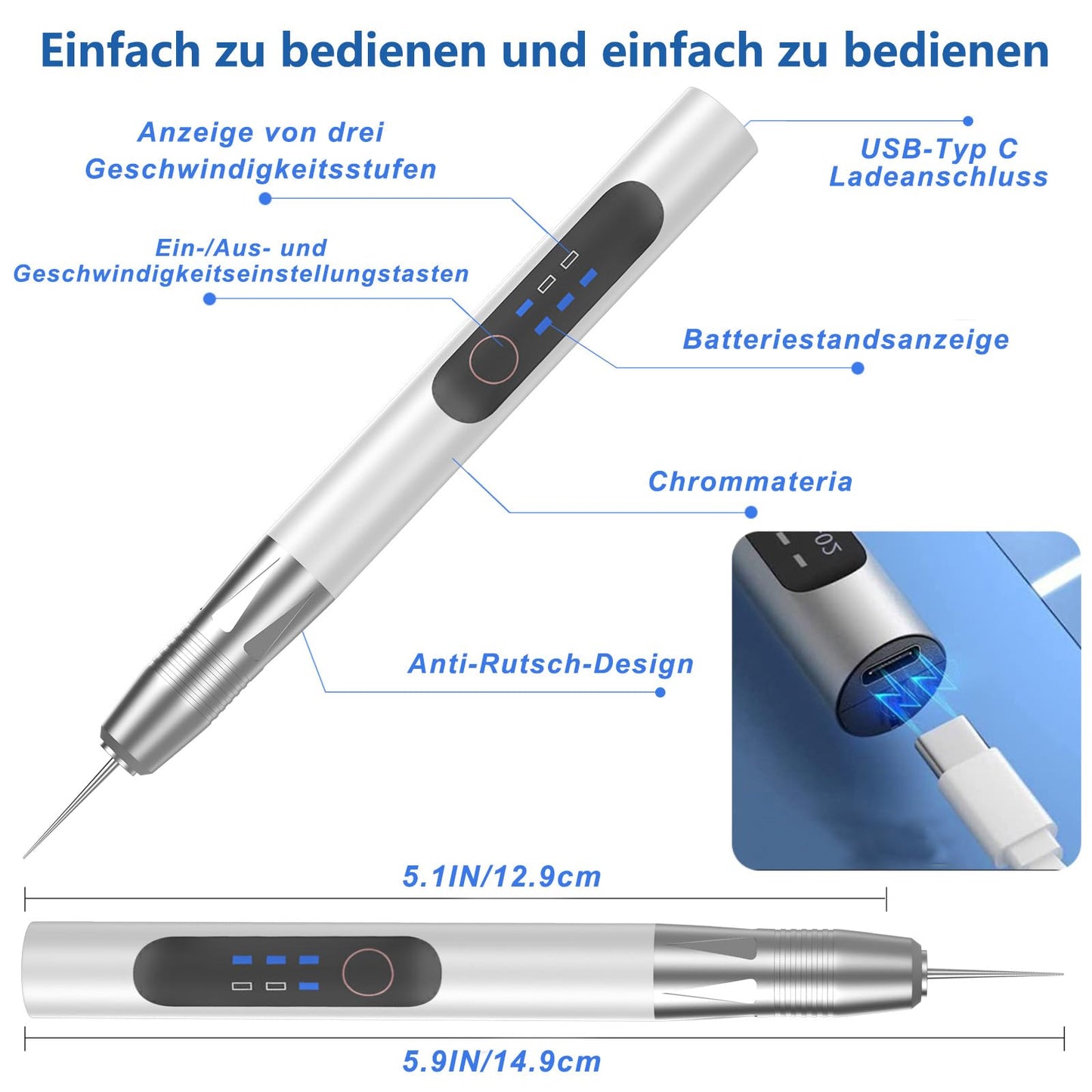 Engraving Pen: USB Rechargeable Engraving Tool Kit - Electric Mini Engraver Engraving Tool for Jewelry Glass Wood Plastic Metal Stone