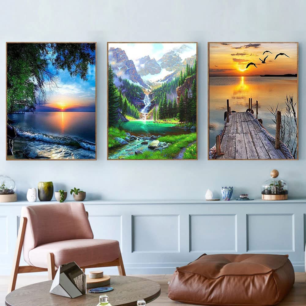Generic 6 Piece Paint by Numbers for Adults and Kids Beginners, Realistic Landscape Oil Painting Canvas for Home Décor, Unframed (12X16in)(30X40cm), Unisex, Acrylic, Non-Foldable