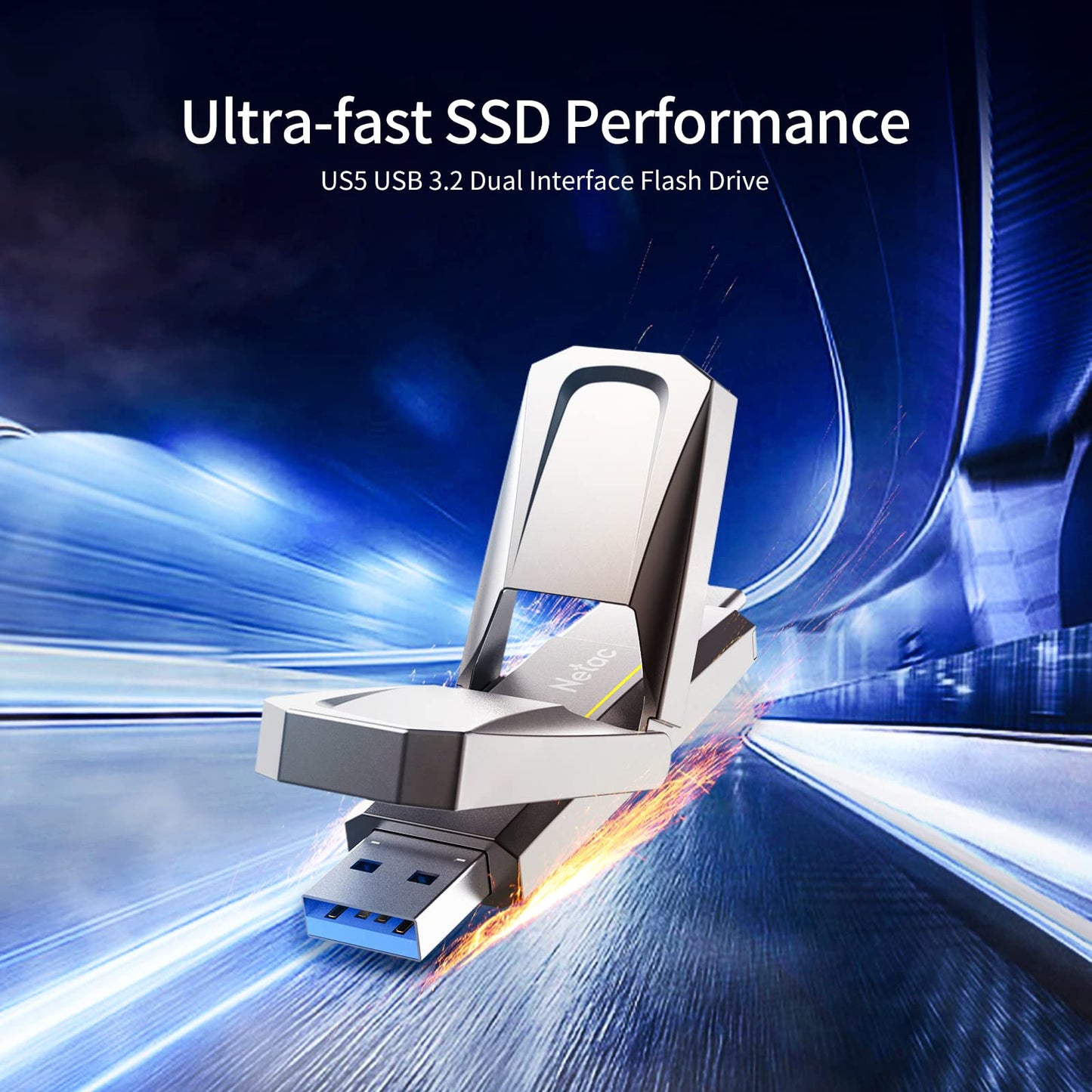 Netac US5 512GB External Portable USB SSD Type-C and USB 3.2 Interface Speed up to 550MB/s for Smartphones and Notebook Computers, Solid State Drive