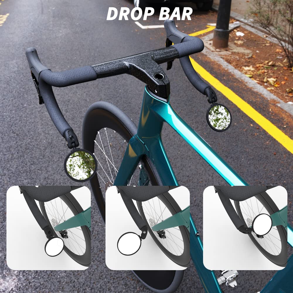 BriskMore Bike Mirrors, HD Glass, Convex Lens, 2 Pieces, Safer Rearview Mirror, Adjustable Handlebar, Wider View, Bike Mirrors for Scooters, Racing Bikes, Mountain Bikes.