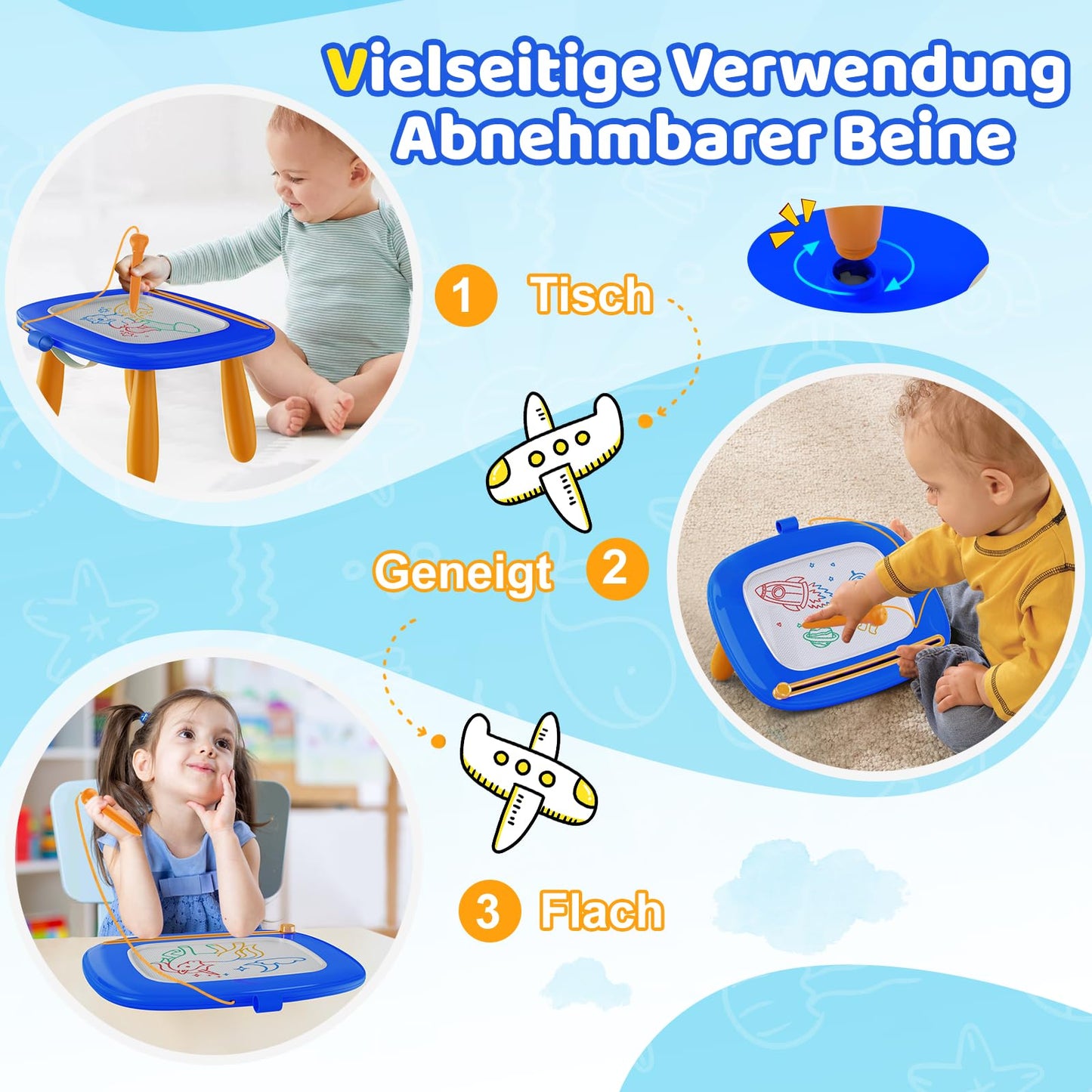 Kikidex toddlers toy age 1-3, Magnetic Magic Drawing Board, Girls toy for 1-2 years, Magic Painting Board educational toy for 1 2 3 year old babies, Birthday gift (Dark Blue)