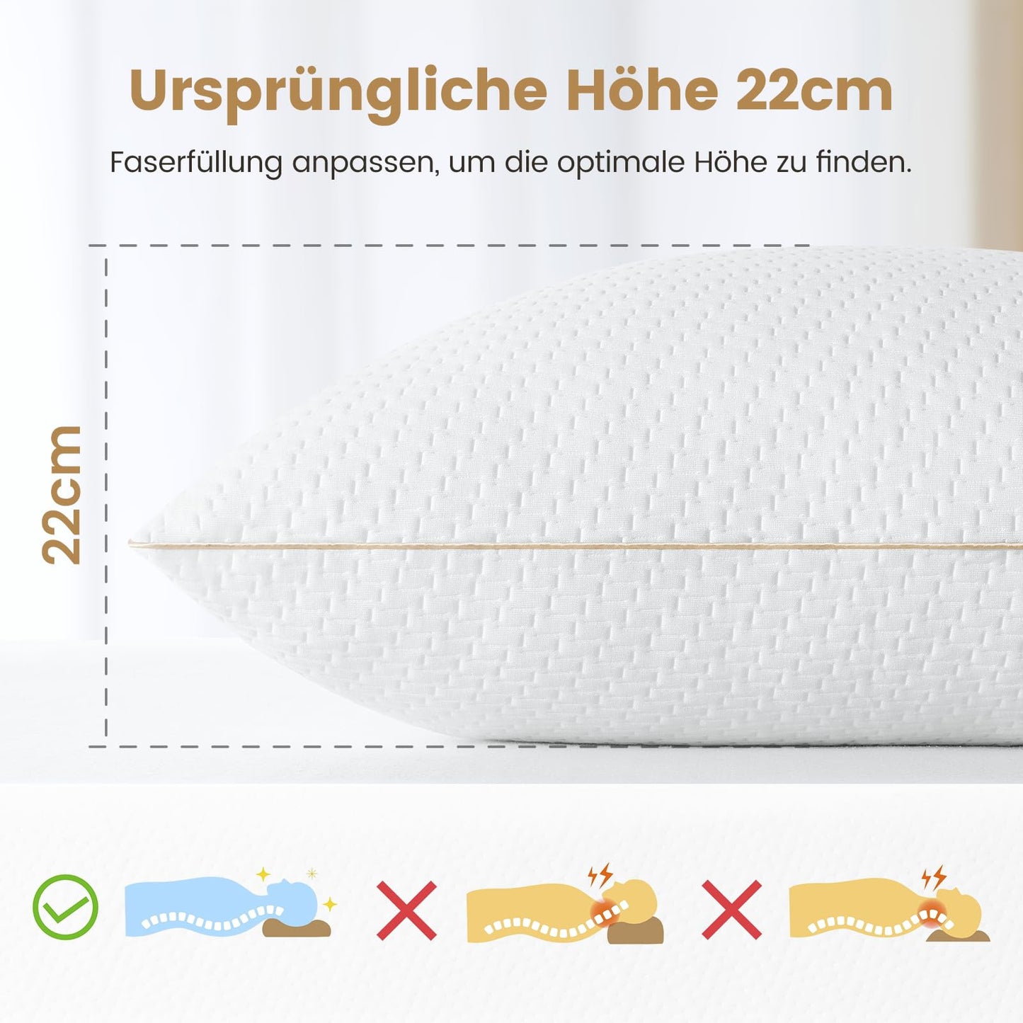 BedStory 80x80 Pillows 2-Pack with removable bamboo fiber cover, anti-dust mite and antibacterial. Pillows filled with 1500g x 2 microfibers, hypoallergenic, comfortable, soft, and breathable.