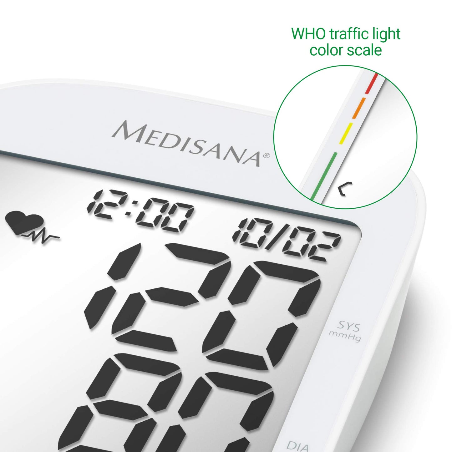 medisana BU 535 Voice upper arm blood pressure monitor with voice output, blood pressure and pulse measurement with memory function, traffic light scale, blood pressure cuff with detection of an irregular heartbeat.