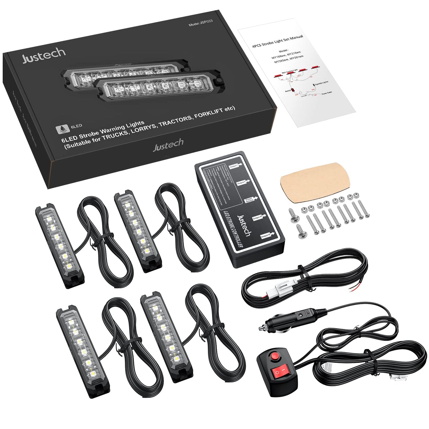 4x6 LED warning light front flash strobe light waterproof IP68 flashing light warning beacon flash module warning light emergency light caution flashing light for 12/24V truck, truck, emergency