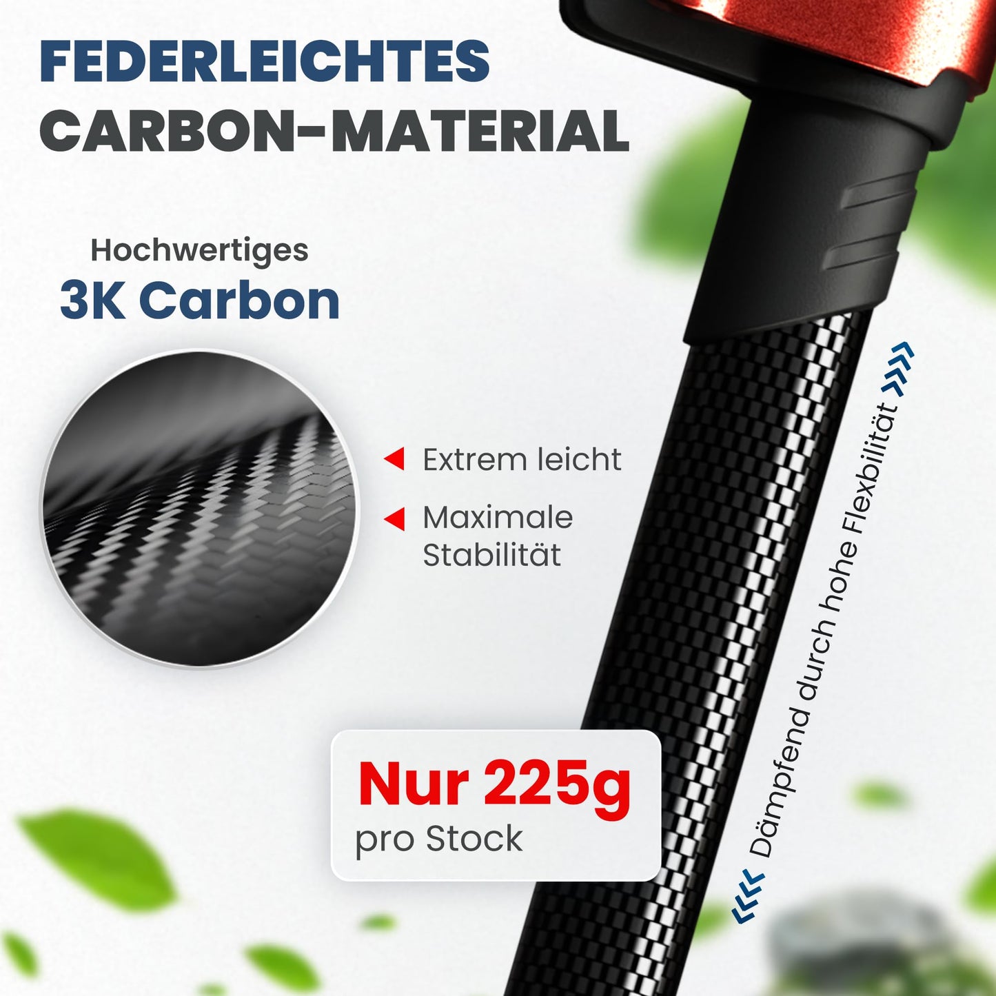 Steinwood Premium Carbon Trekking Poles - Telescopic Hiking Poles for Men and Women - Ultralight Carbon Walking Stick with Cork Grip and Rubber Tips Set