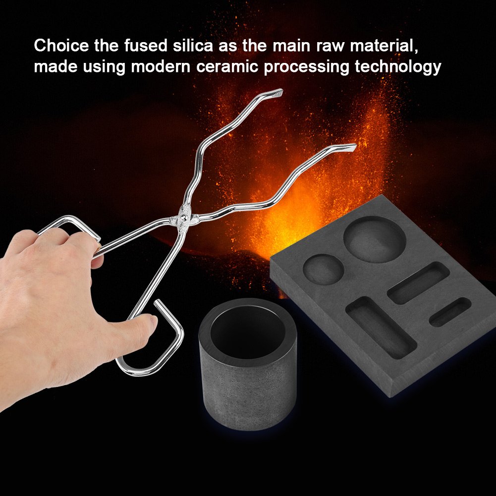 Melting Pot Gold Melting Pot, Graphite Crucible Kit, High Purity Graphite Crucible + Tongs + Bowl + Combo Bar Torch Melting Kit Mold