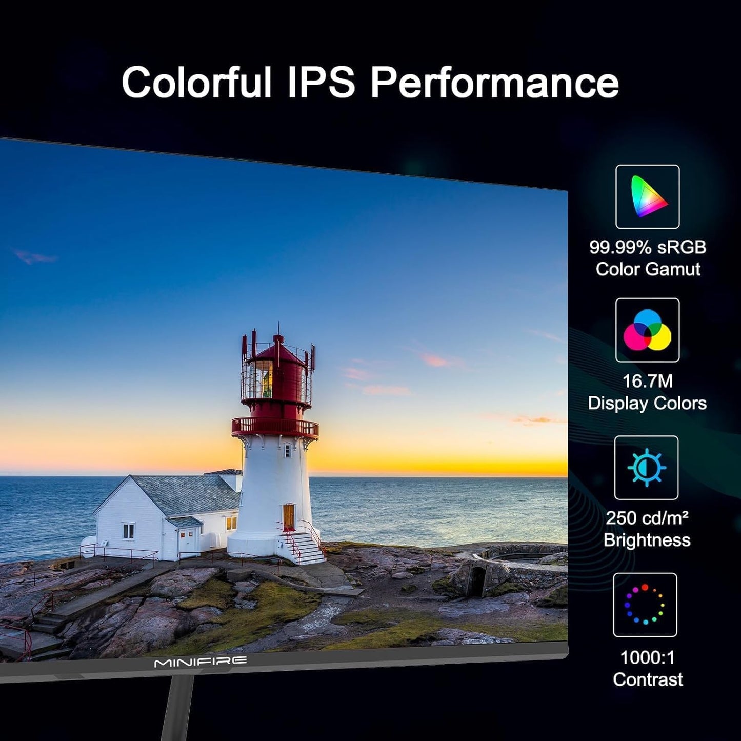Minifire 24 inch monitor, 100Hz, Full HD (1980x1080p), 5ms (OD), Adaptive-Sync, sRGB110%, Eye-Care, VESA, PC screen with HDMI USB-C ports - MF24X3AL