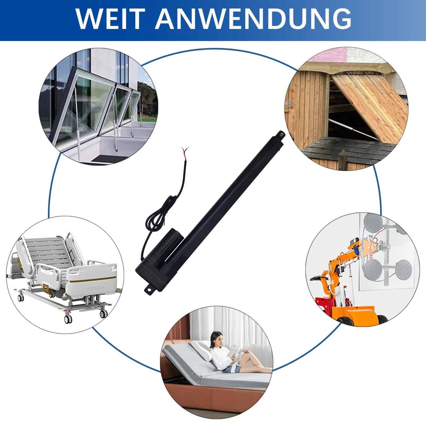 Jvnvlki 3000N 100mm Stroke IP65 Waterproof Linear Actuator 12V Linear Motor 5mm/s With Mounting Brackets for Cabinet, Window Opener, Door Opener, Home Automation