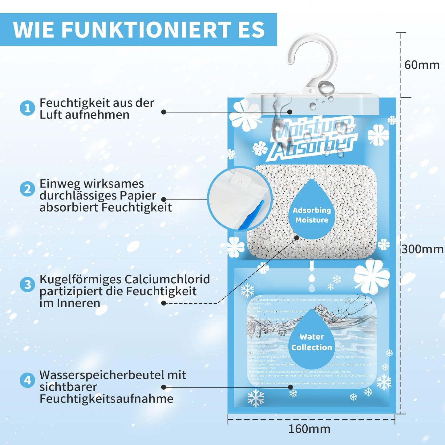 Boadw 10x230G Hanging Dehumidifier, Wardrobe Moisture Absorber for Basement, Bedroom, Bathrooms, against Moisture Anti-Mold Deodorizing Desiccant Bag