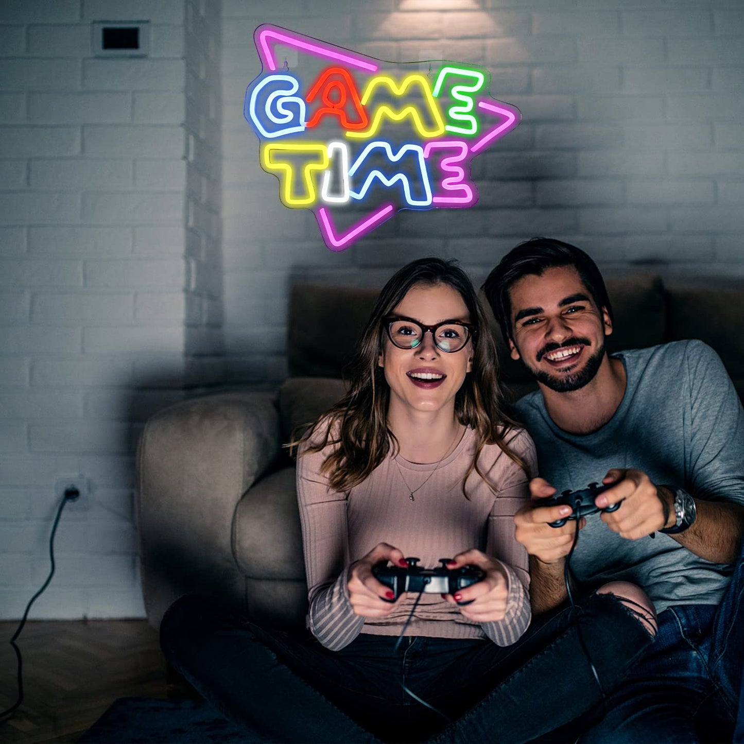 Game Time Neon Sign, Game Room Neon Light for Wall Decor, Gaming LED Sign powered by USB for Game Room, Gaming Area, Game Time, Home Decor