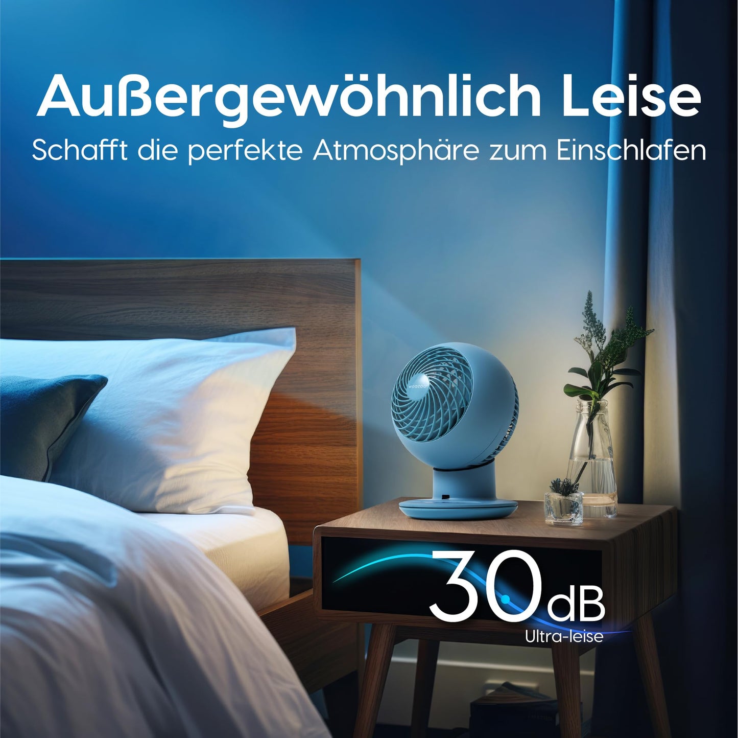 Iris Ohyama Woozoo, 30m², Fan, Matte Blue, 5 Speeds, Remote Control, Oscillating, Quiet, Table Fan, Desk Fan, Floor Fan, Portable, Cooling, PCF-SC15T.