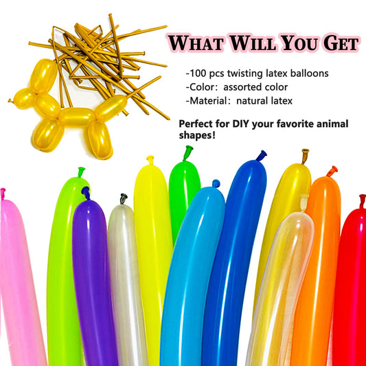 HYKJNBW Magic animal twisting balloons, perfect for wedding and birthday party decorations, 100 pieces (Gold)