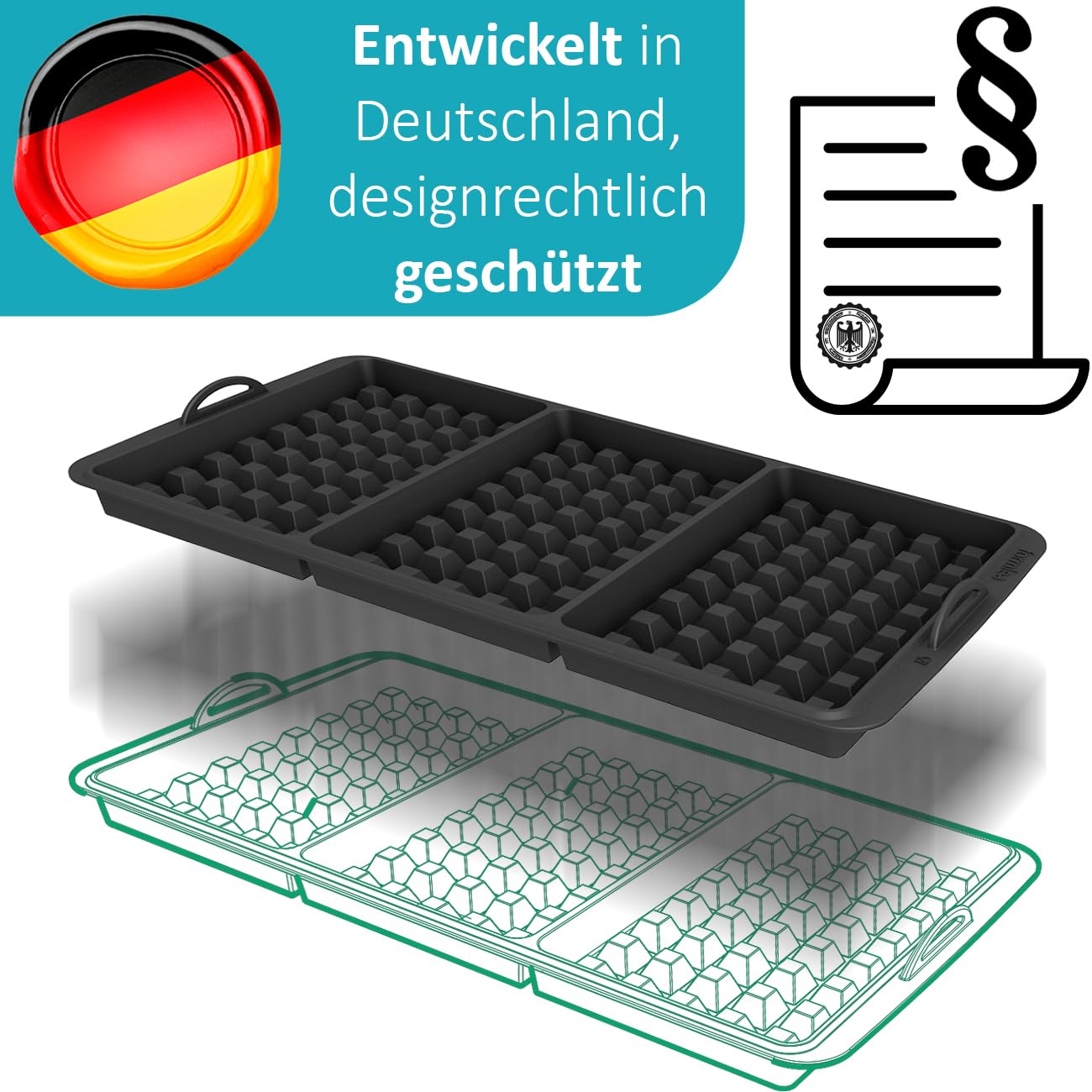 Waffle insert compatible with Tefal OptiGrill XL, 4in1 XL, 2in1 XL, Elite XL, Plus + XL, Elite Plus XL, Silicone baking tray insert, Belgian waffles, waffle, accessory