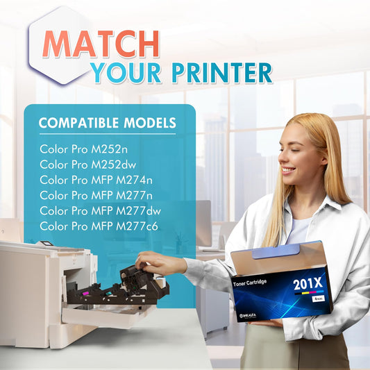Inkalfa 201X 201A Toner Compatible Set as a replacement for HP M277dw Color Laserjet Pro MFP M277n M252dw M274n M252n M277c6 CF400X CF400A CF401X CF402X CF403X CF400 4-pack Black Cyan Yellow Magenta