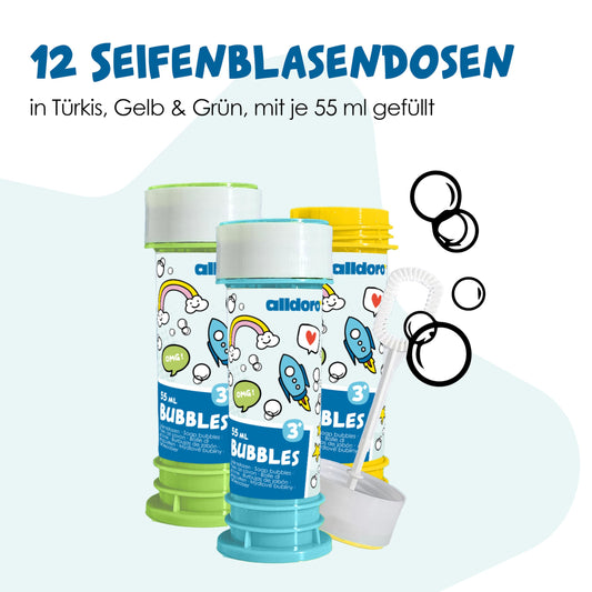 alldoro 63072 Bubble Set 12 pieces, with maze game & blow sticks, party favor for kids' birthdays, parties & weddings